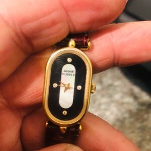 Anne Klein Gold and Black Oval Watch